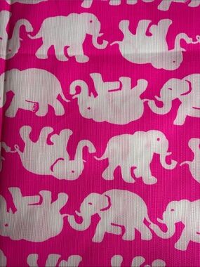 Lilly Pulitzer tusks in sun pink Elephant Print Fabric Dobby Cotton 26”x56”